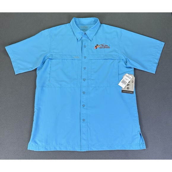 GameGuard Shirt Mens Large Blue Vented Microfiber Performance Fishing UPF New - Picture 2 of 7